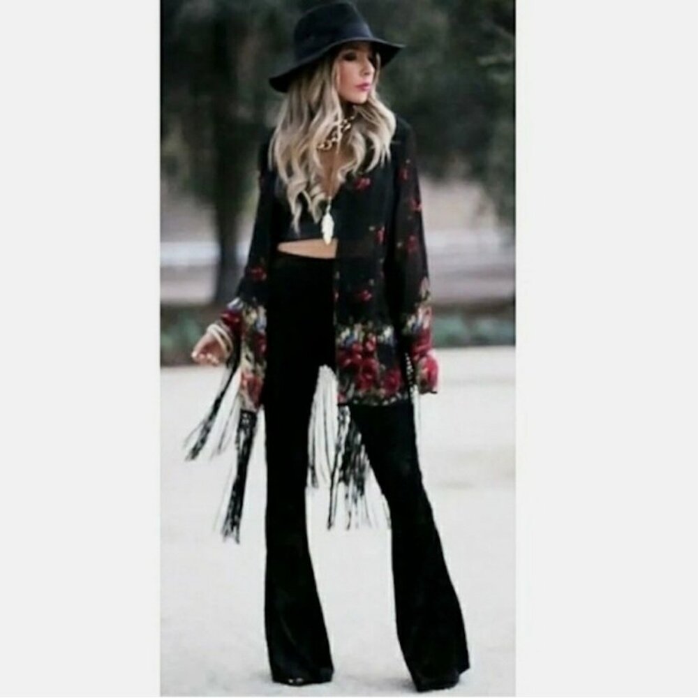 Torn by Ronny Kobo Velvet Flared Pant